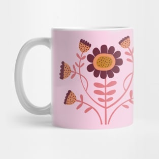 Arts and Crafts Folk Floral - Bordeaux and watermelon pink by Cecca Designs Mug